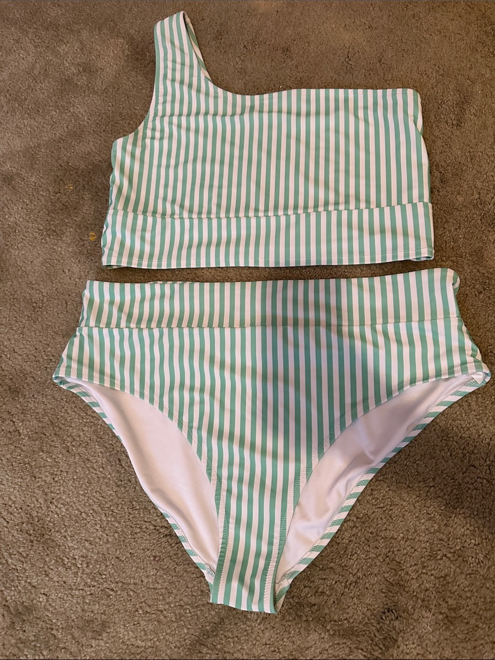 Women’s Mint & White Striped One-Shoulder Bikini from Old Navy